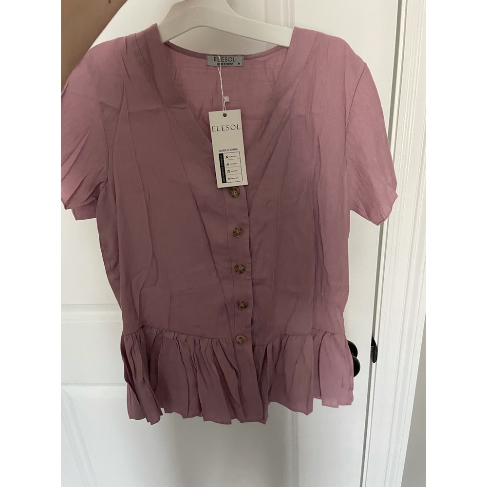 Purple button down top
